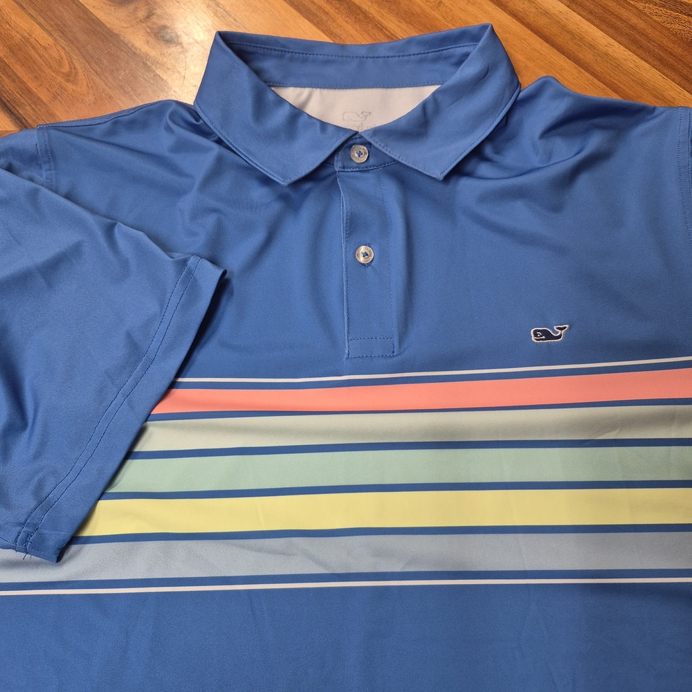 Vineyard Vines Men's Blue Striped Polo Shirt